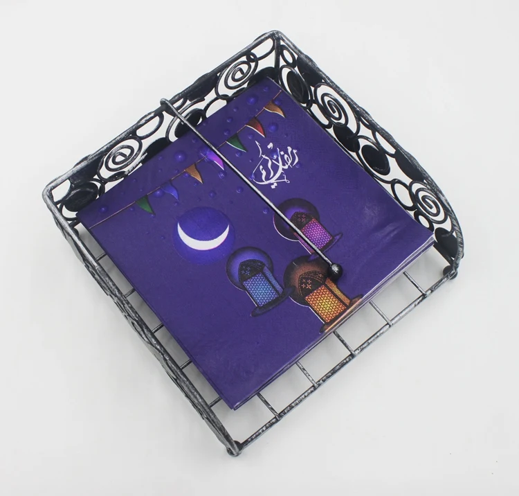 Ramadan Kareem Paper Napkin With Moon Lamp Print Islamic Month For Muslim Eid al-Fitr 33*33cm or Custom Napkins