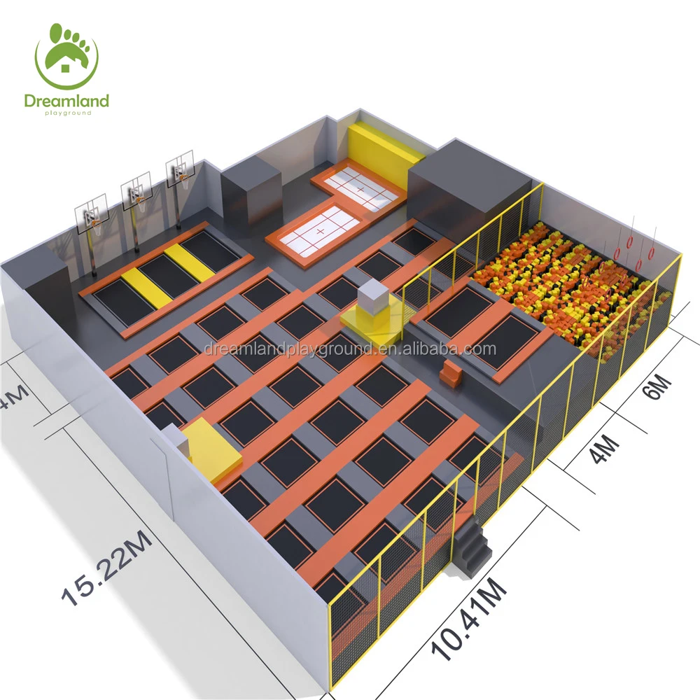 Commercial Indoor Trampoline Arena, Parkour Free Jumping Trampoline Zone