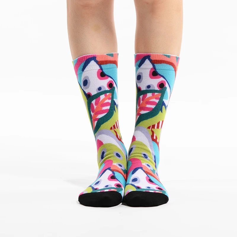 MEIKAN Custom Pattern Breathable Women Socks  Unisex 360 Sublimation Printed Socks for Fashion Lady