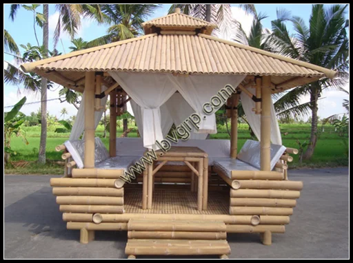 
Pavilion with tables and curtains high quality wood bamboo gazebo 