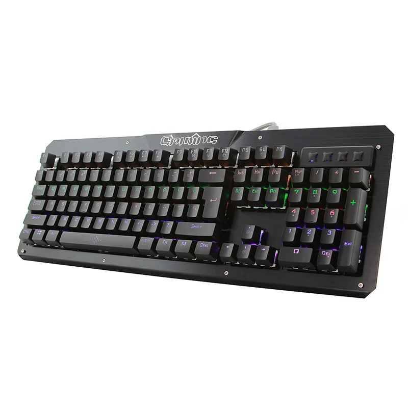 Игровая клавиатура LOL CK104 с русской и английской раскладкой, металлическая Механическая проводная клавиатура с 104 клавишами и светодиодной подсветкой