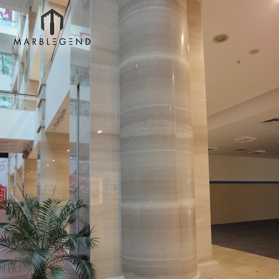 
custom well quality serpeggianto wooden beige marble column pillar design 