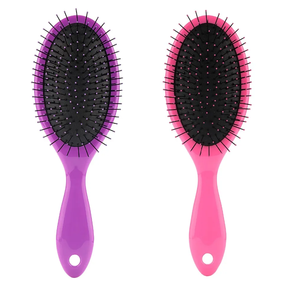 Factory Custom Logo Soft Nylon Bristle Detangling Logo Plastic Wet Hair Brush