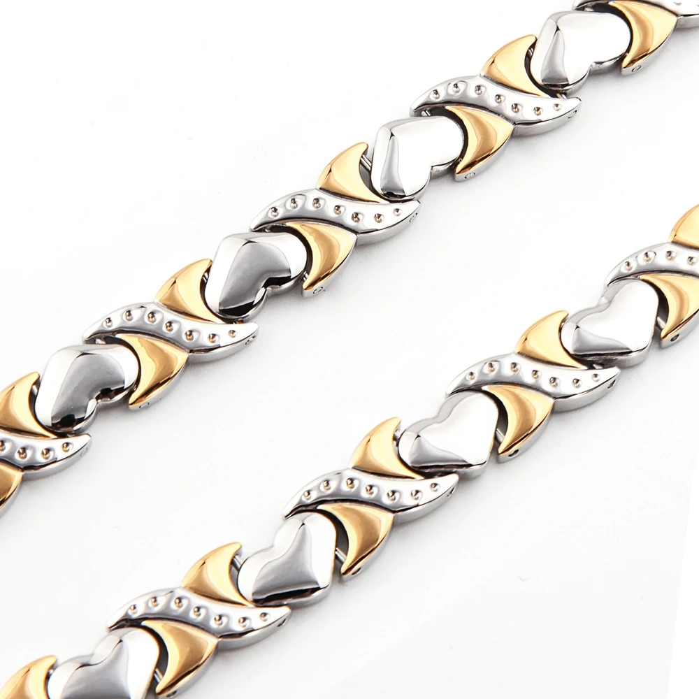 Magnetic stainless jewelry heart amega bio pure energy blood pressure women magnetic bracelet