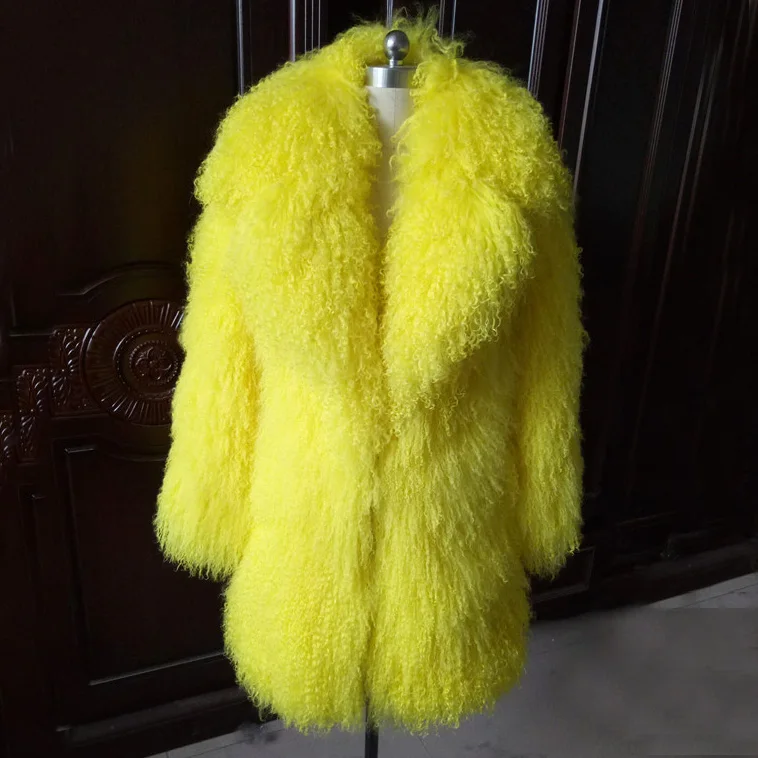 2018 New Design Black Fur Jacket Women Long Modern Coat Real Long Hair Goat Fur Coats