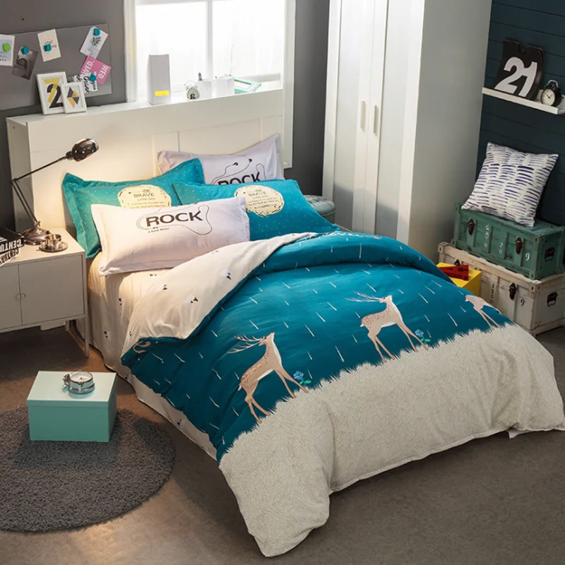 
wholesale european nordic cotton 3piece sheets quilt cover cute elk christmas gift children cartoon baby bedding set 