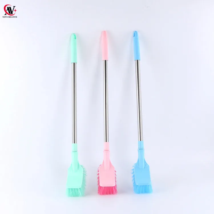 plastic rectangle toilet brush cleaning brush with long stainless steel handle