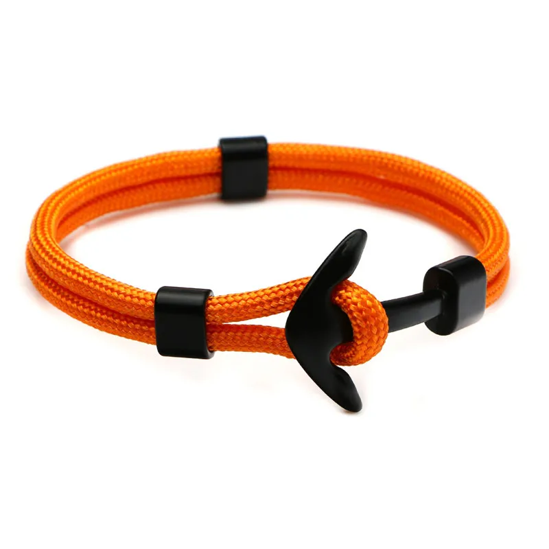 Handmade Braided Rope Bracelet Black Metal Anchor Woven Bracelet For Men and Women