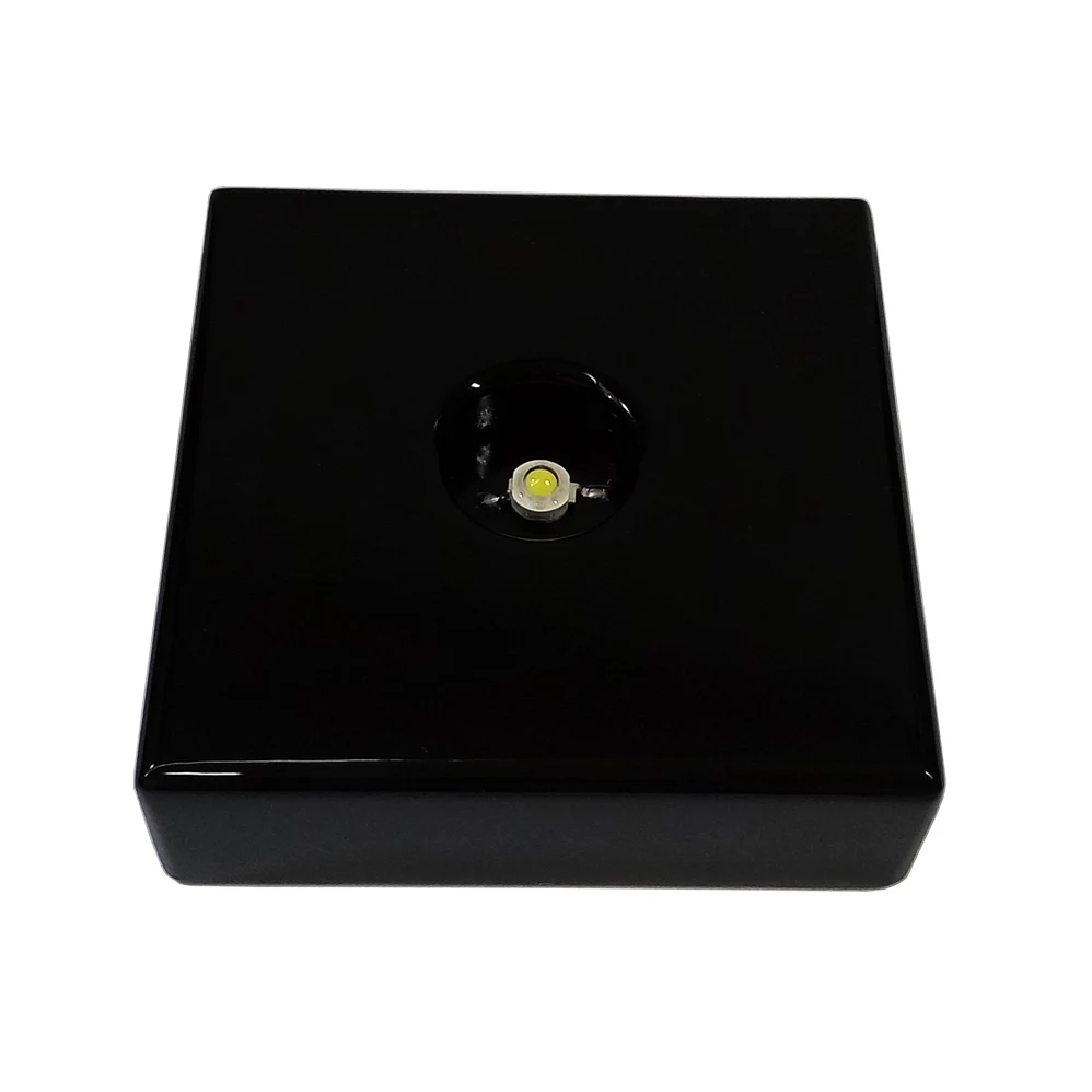 BOSHI Black Piano lacquer Finish Wood White SMD Light Vase displaying LED Light Base stand