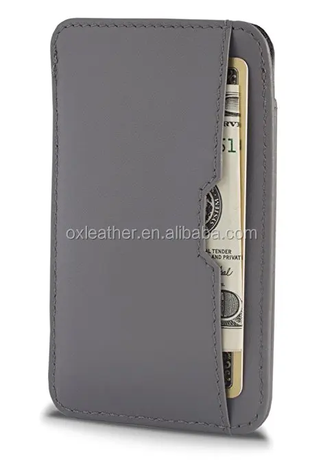 RFID Protection Thin Genuine Leather Card Holder For Up To 12 Cards with Slim Card Sleeve Wallet