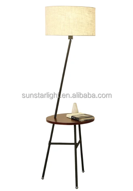 Multi Purpose End Table With 1 Usb Ports Lamp Decorative Wooden Metal Floor Lamp