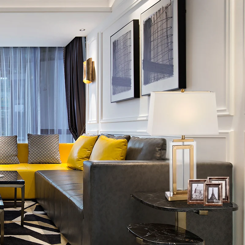 Luxury Decorate Dining Table Lighting Square Metal sleek table lamp