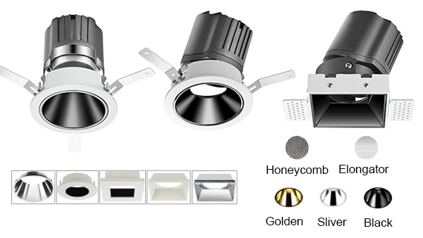 Dali/Triac/0-10V Dimmable 12W 20W Adjustable Trimless Recessed Cob Led Ceiling Downlight