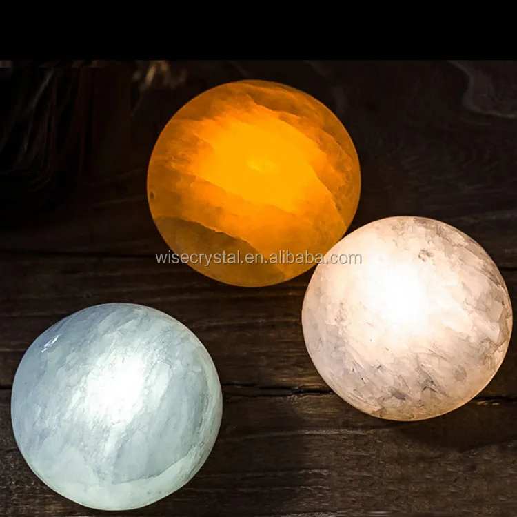 Reiki gemstone crystal oval selenite lamp Wholesale Rock stone