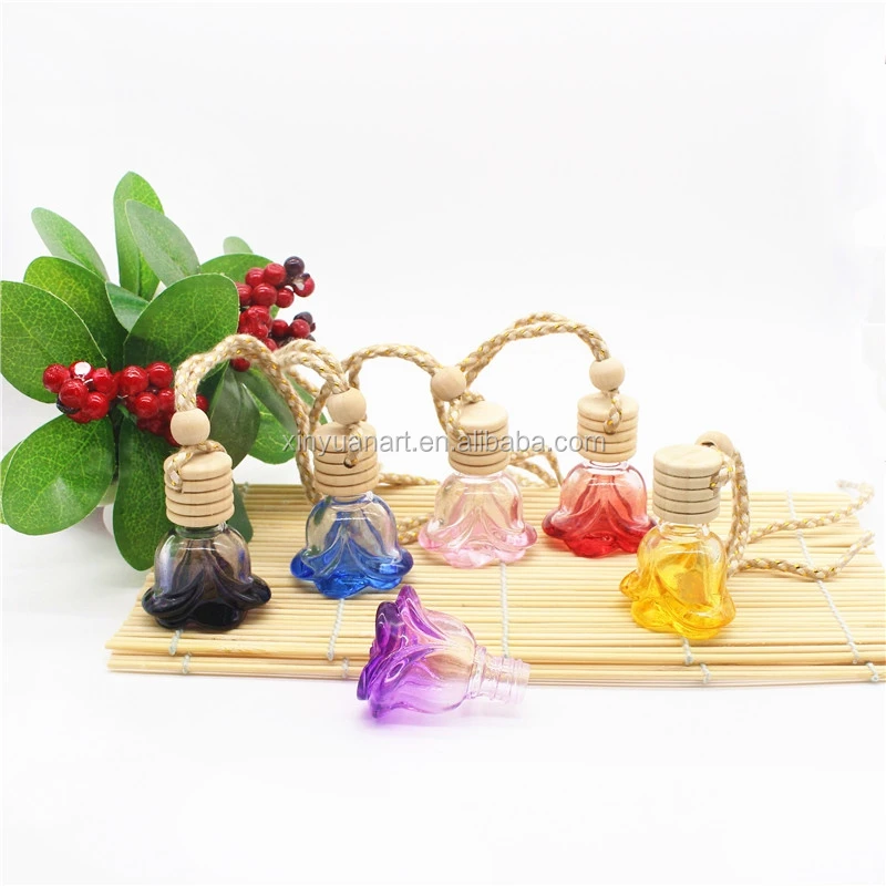 Flower sharp empty hanging car perfume bottle air car freshener