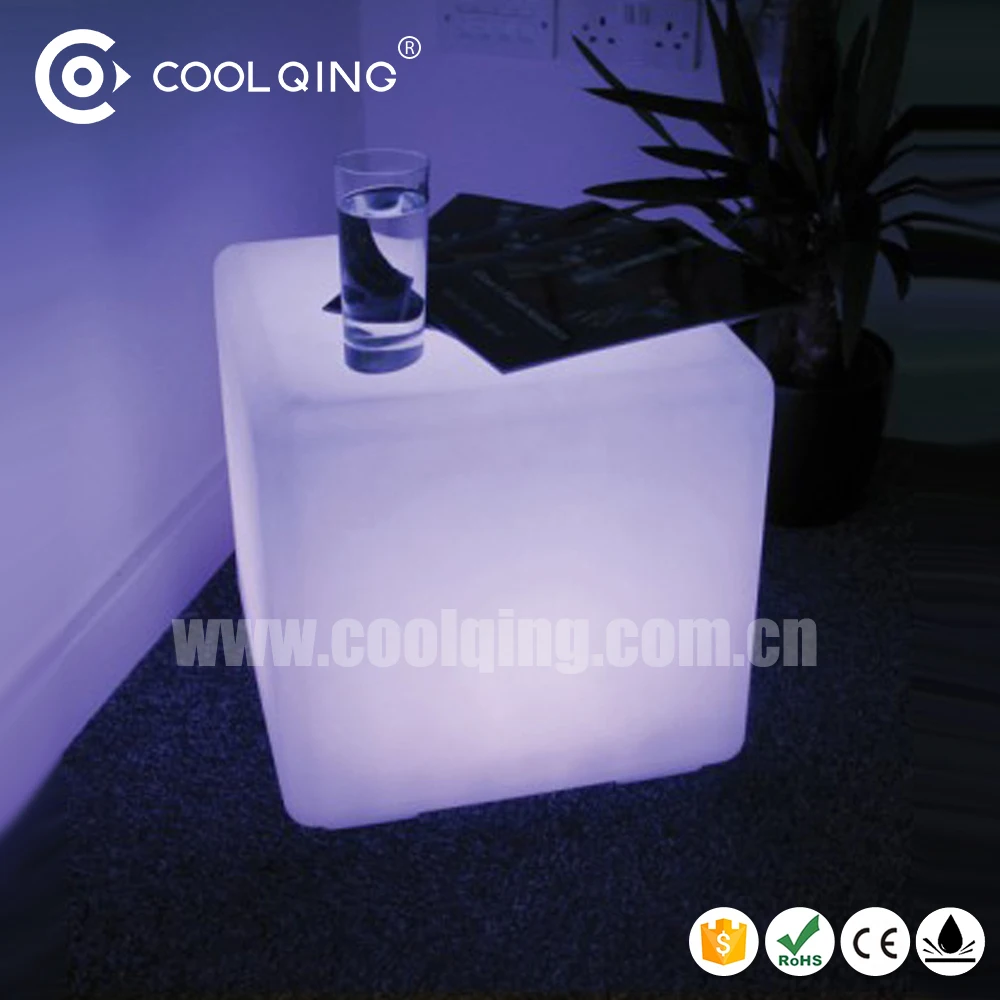 40cm Illuminated Plastic lighted plastic led cube/ led sitting cubes rechargeable seat