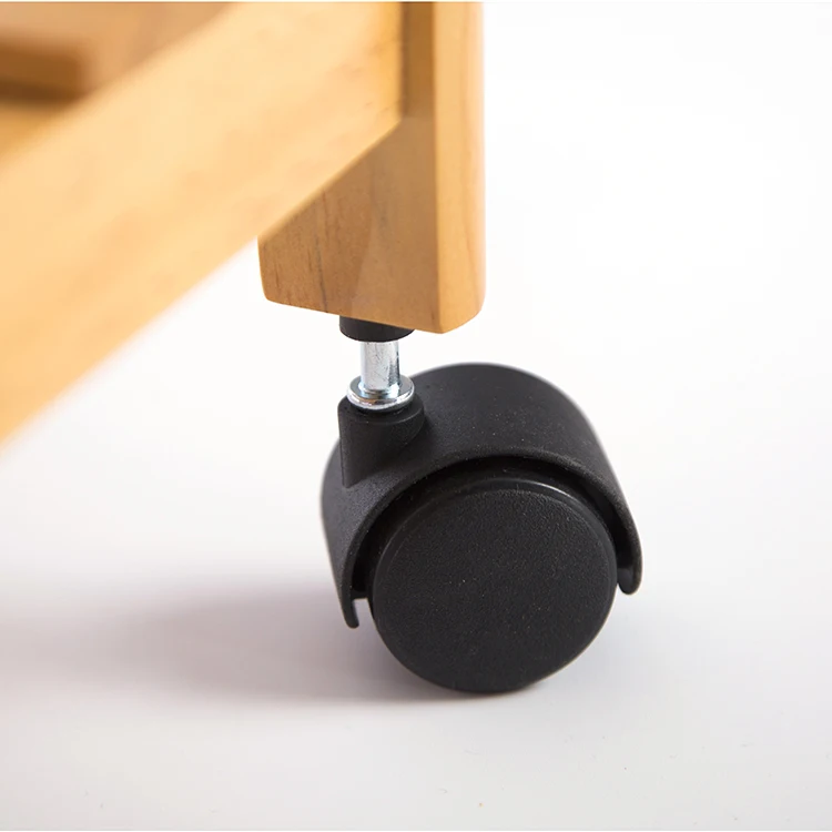 Modern Mobile Kitchen Vegetable With Basket Wooden Serving Trolley