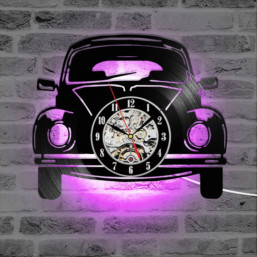 Preciser Hollow 3D Car Vinyl Record Clock Creative Antique Style Hanging Clock Classic Home Decoration Wall Clock