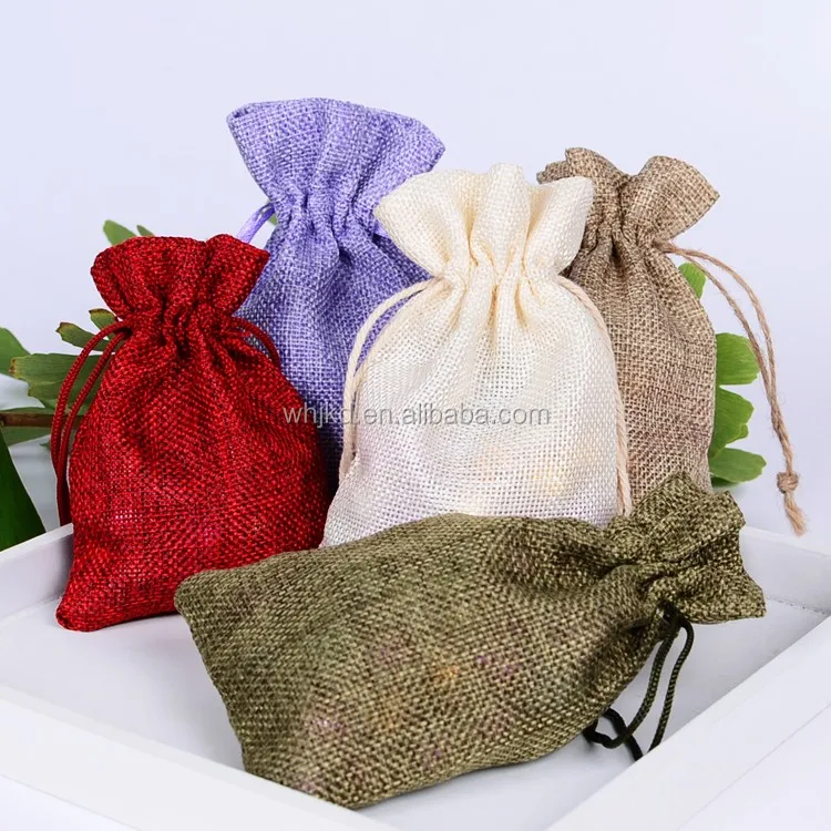 Wholesale Colored Jute Pouch Small Gift Jewelry Bag