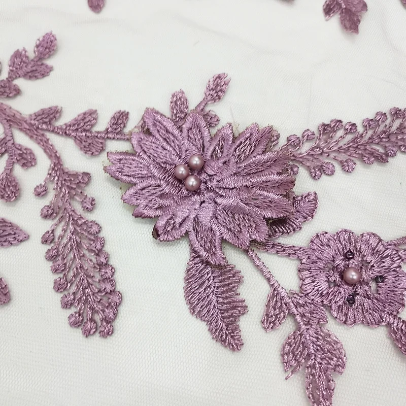 purple nigerian china soft latest guipure embroidery 3d african onion lace fabric