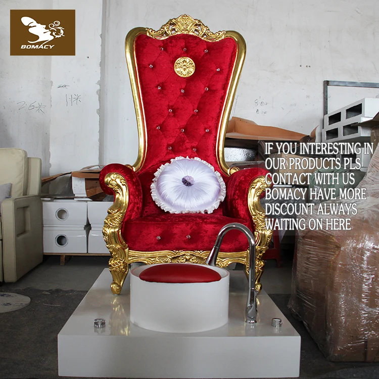 Bomacy Red High Back King Throne Chair Manicure Pedicure Chair Nail Salon Furniture SPA Equipment