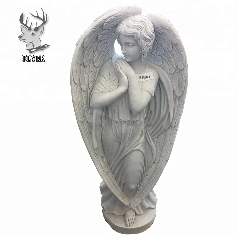 Cemetery sculpture large resin white angel statues with flower