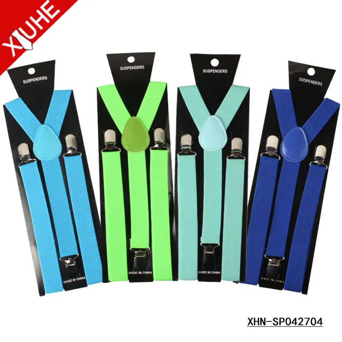 
Zhejiang Wholesale Custom Black Yellow Plain Cheap Boy Elastic 3 Clips Suspenders for Men 
