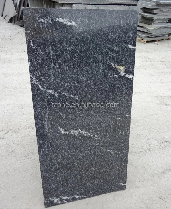 Chinese Jet Mist Black Granite Polished Big Slabs Via Lactea 2400upx1200up