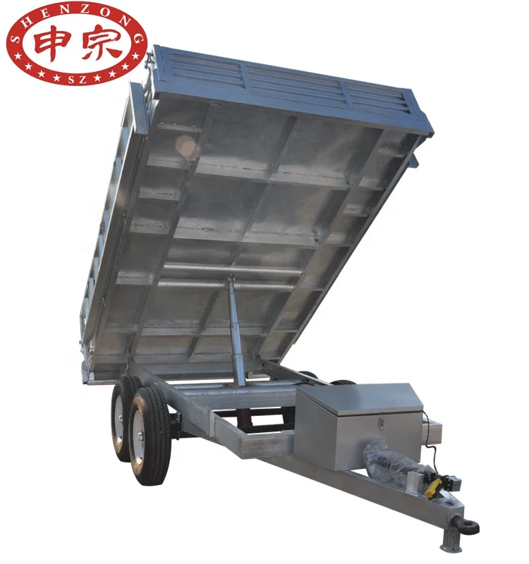 Hot Dip 4 Wheel Small Farm Galvanized Farm Tractor Trailer Dump Truck Trailer Semi trailer Steel Ce