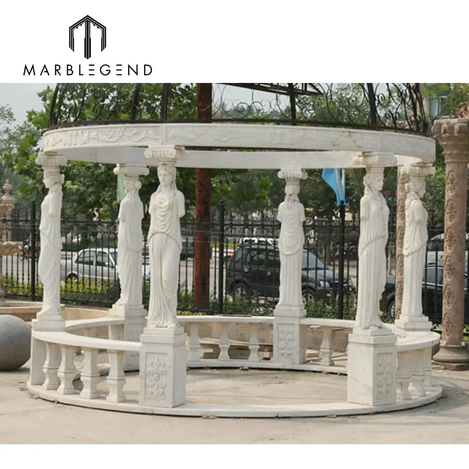 
Greek Style Factory Price Natural Stone China Limestone Woman Statues Gazebo 