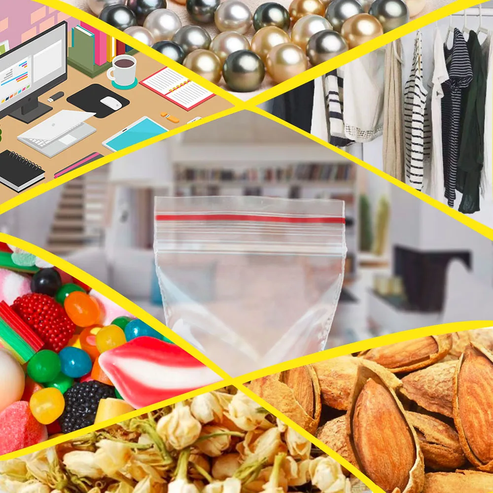 HDPE Custom pink color transparent zip lock plastic bags