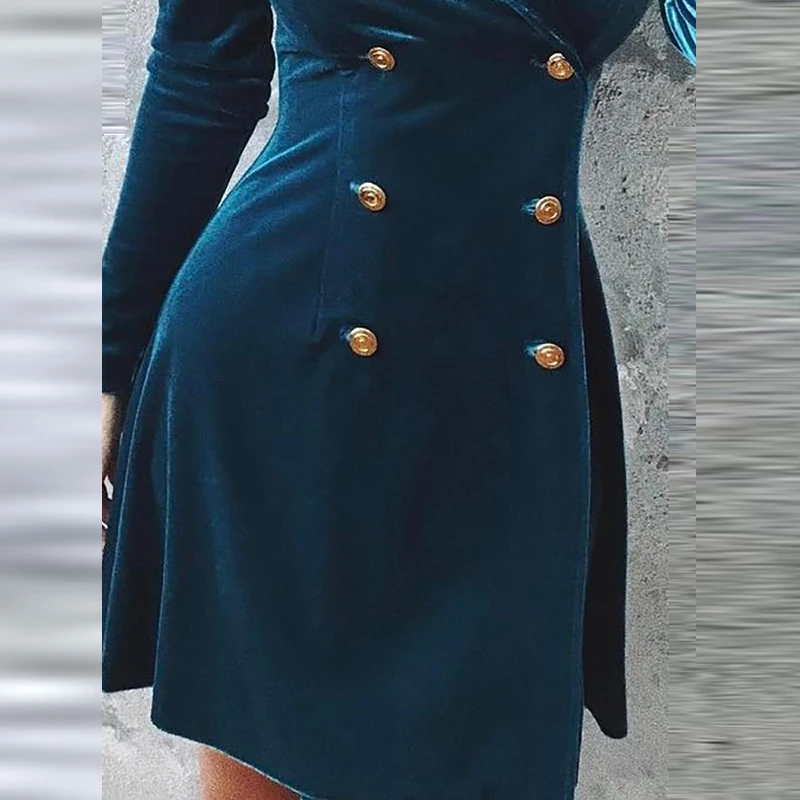 Women Velvet Double Breasted Blazer Dress Long Sleeve Dress  Mini dress long sleeves night club sexy  cocktail prom