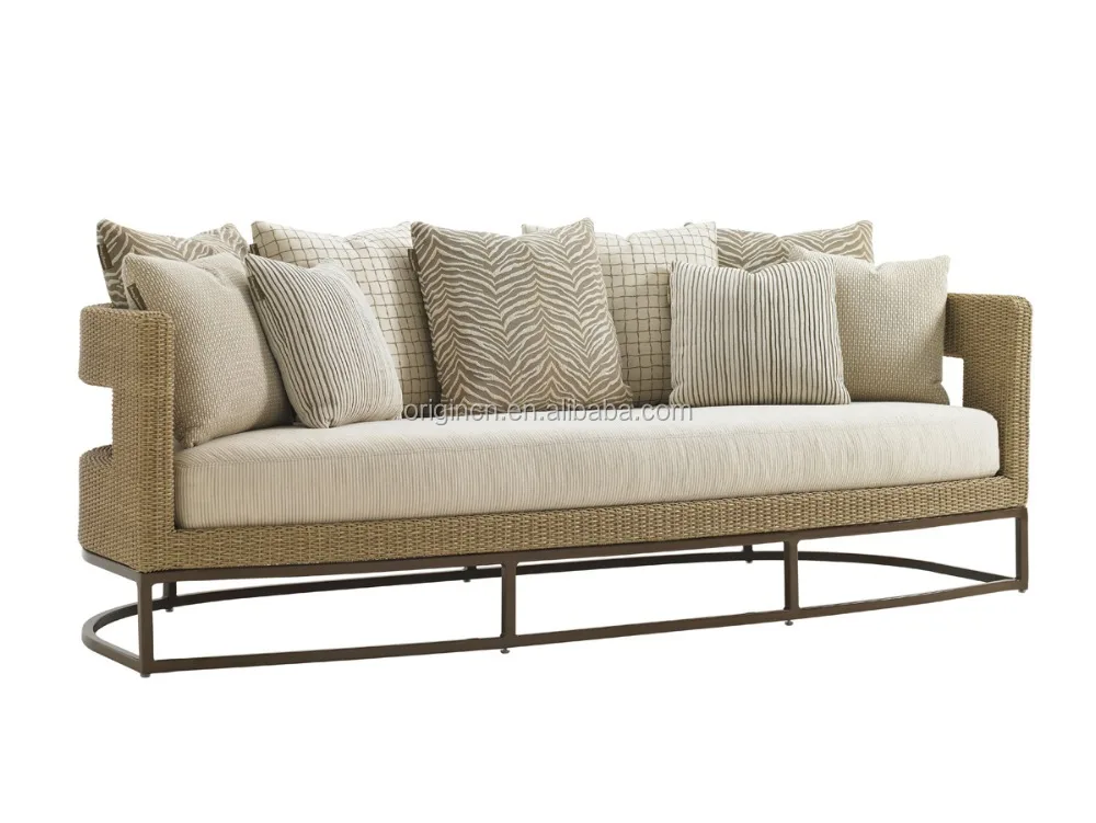 Designer Unique Style Outdoor Furniture Scatter Back Pillows Synthetic Rattan Sofa Set