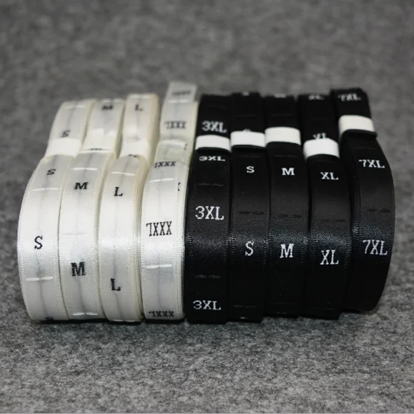 Custom high quantity size standard woven label roll, size label for clothing