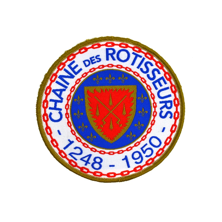 
Custom Logo Heat Cut End Folded Fabric Woven Damask Collar Labels Maker for T-Shirt 