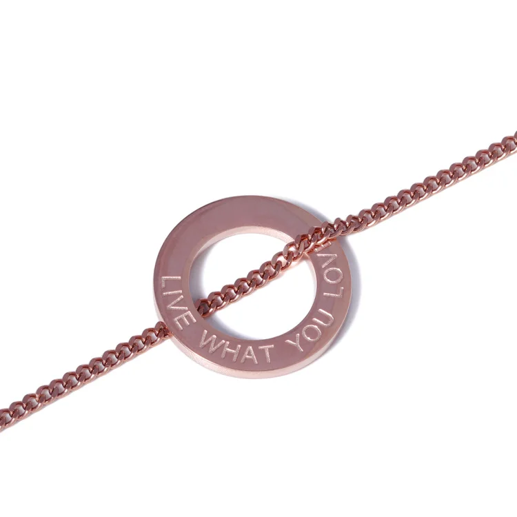 Fashion jewelry Custom 18k gold plated stainless steel engraved word washer pendant