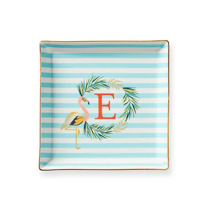 Wedding Decorative Custom Ring Trinket Tray Gold Rim Ceramic Jewelry Dish Plate