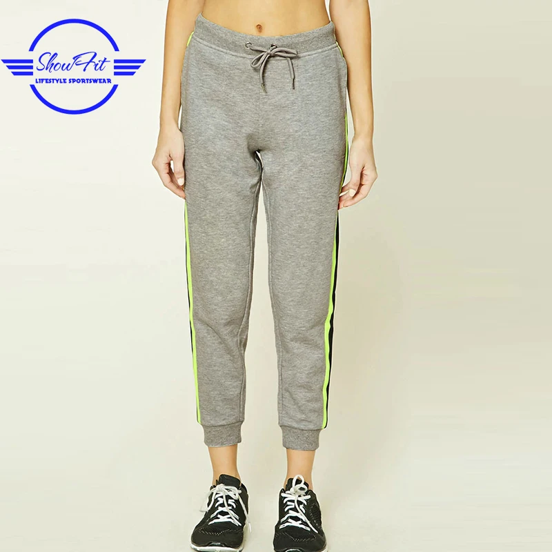 
Wholesale manufacturer string stripe blank sweat compression women slim fit pants leggings 