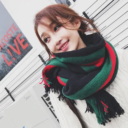 Fashion Scarves Wholesale 200*50Cm Large Acrylic Scarf  Long Students Women Color Striped Tassel Scarf