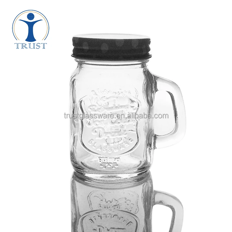 China Factory Manufacturer 4oz Small Size Customized Logo Print Glass Mason Jar With Handle