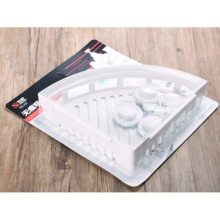 Bathroom Corner Shower Shelf With Suction Rack Organizer Cup Storage Wall Basket