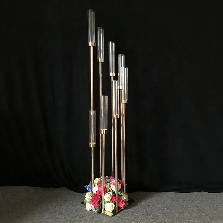 8 Arms Gold Metal Candle Holders Candelabrum Wedding Table Centerpieces Home Decoration Candlesticks Chandelier