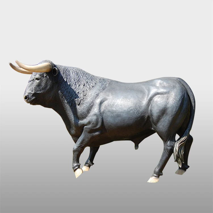 Garden decor antique bronze wall street bull statue