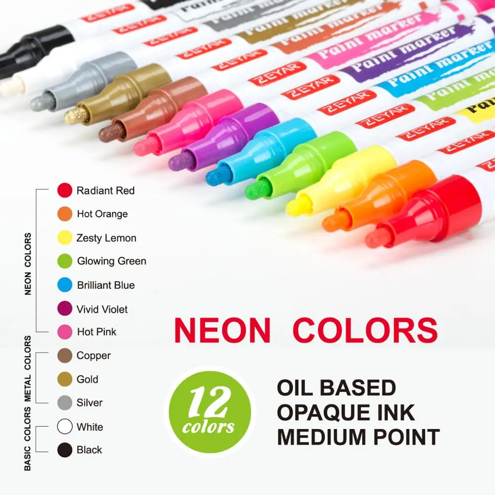 DIY Paint Marker 12 color paint marker Set of medium point Tip oil based multichem in uk