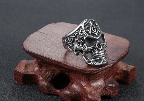 AG Masonic freemason plumb Skull цветочный узор байкерское кольцо палец из нержавеющей стали для мужчин и женщин