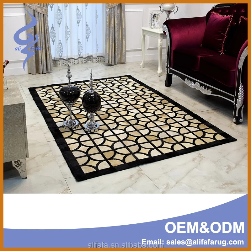 cowhide patchwork custom black and white rugs