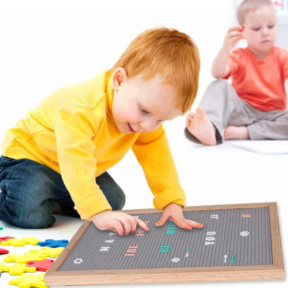 
wooden product gift craft IBEI Creative Home Decoration Felt Message Board with Oak Wood Frames and 340 Plastic Letters 