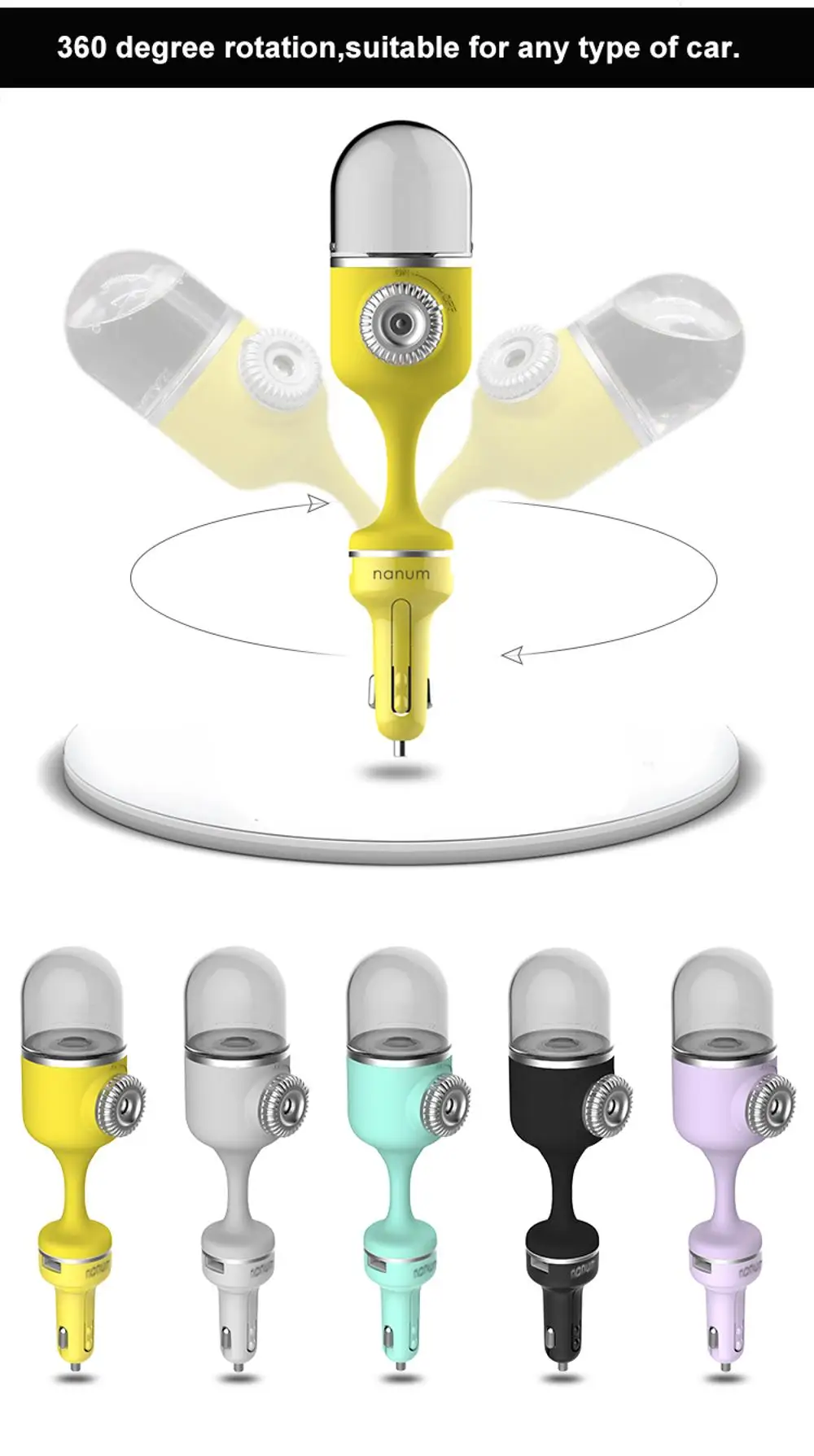 Cute car humidifier with aroma diffuser oil diffuser for car perfume diffuser
