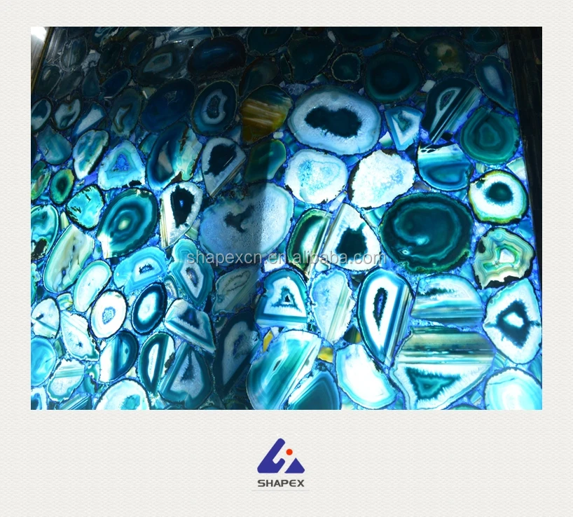 
Custom cut blue onyx salb agate marble table top 