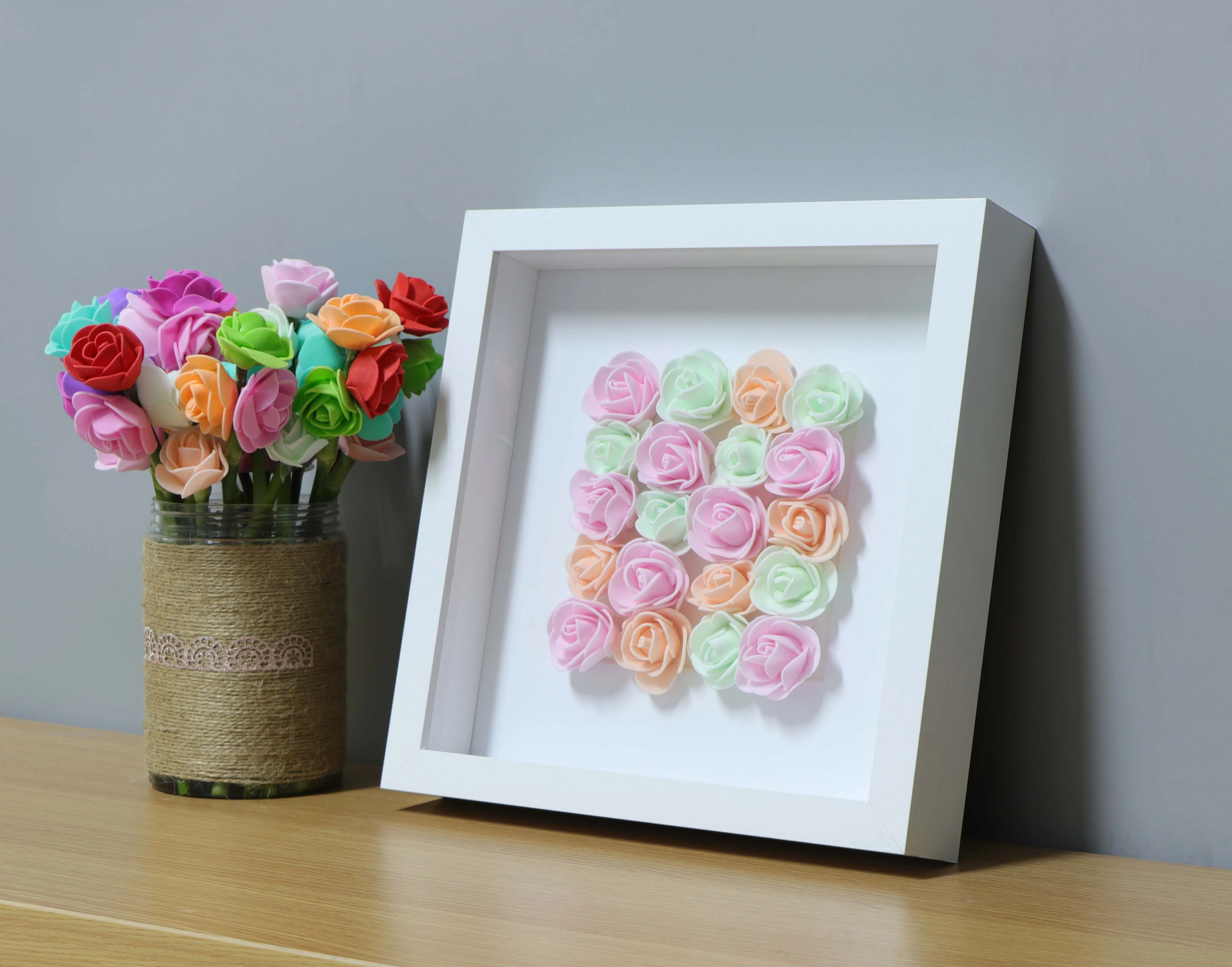 Blue/ Amaranth/White shadow box frame, Flower holer box photo frame, 2.2 Glass!!!